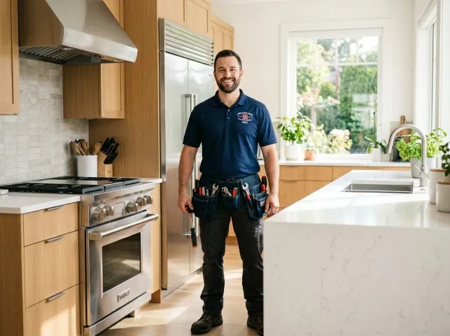 Appliance Repair Hero technician in a Aumsville, OR kitchen after an appliance repair